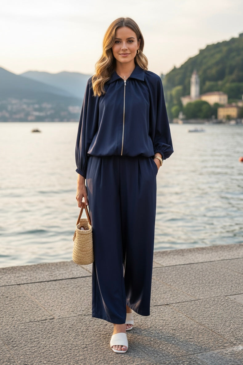 FRONT ZIP LONGSLEEVE LOUNGE SET