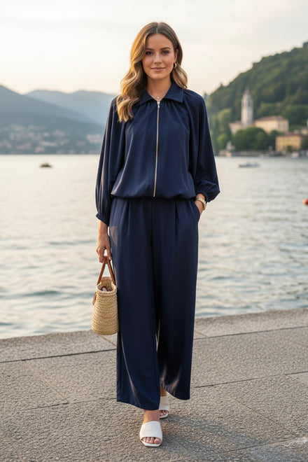 FRONT ZIP LONGSLEEVE LOUNGE SET