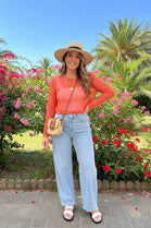 LONG SLEEVE PLAIN MESH DOUBLE LAYERED TOP