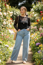 LONG SLEEVE PLAIN MESH DOUBLE LAYERED TOP