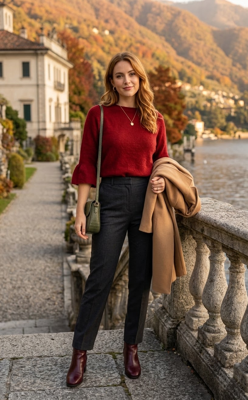 RUFFLE-CUFF FINE KNIT JUMPER