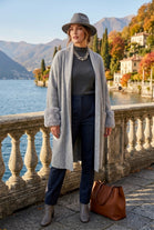 FUR CUFF POCKET DETAIL KNIT CARDIGAN