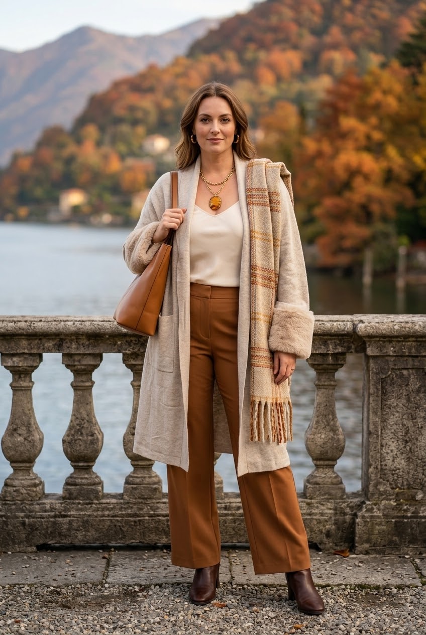 FUR CUFF POCKET DETAIL KNIT CARDIGAN