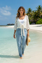 FRONT TIE CROCHET CARDIGAN