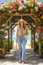 TEXTURED FRONT TIE OVERSIZED BLOUSE