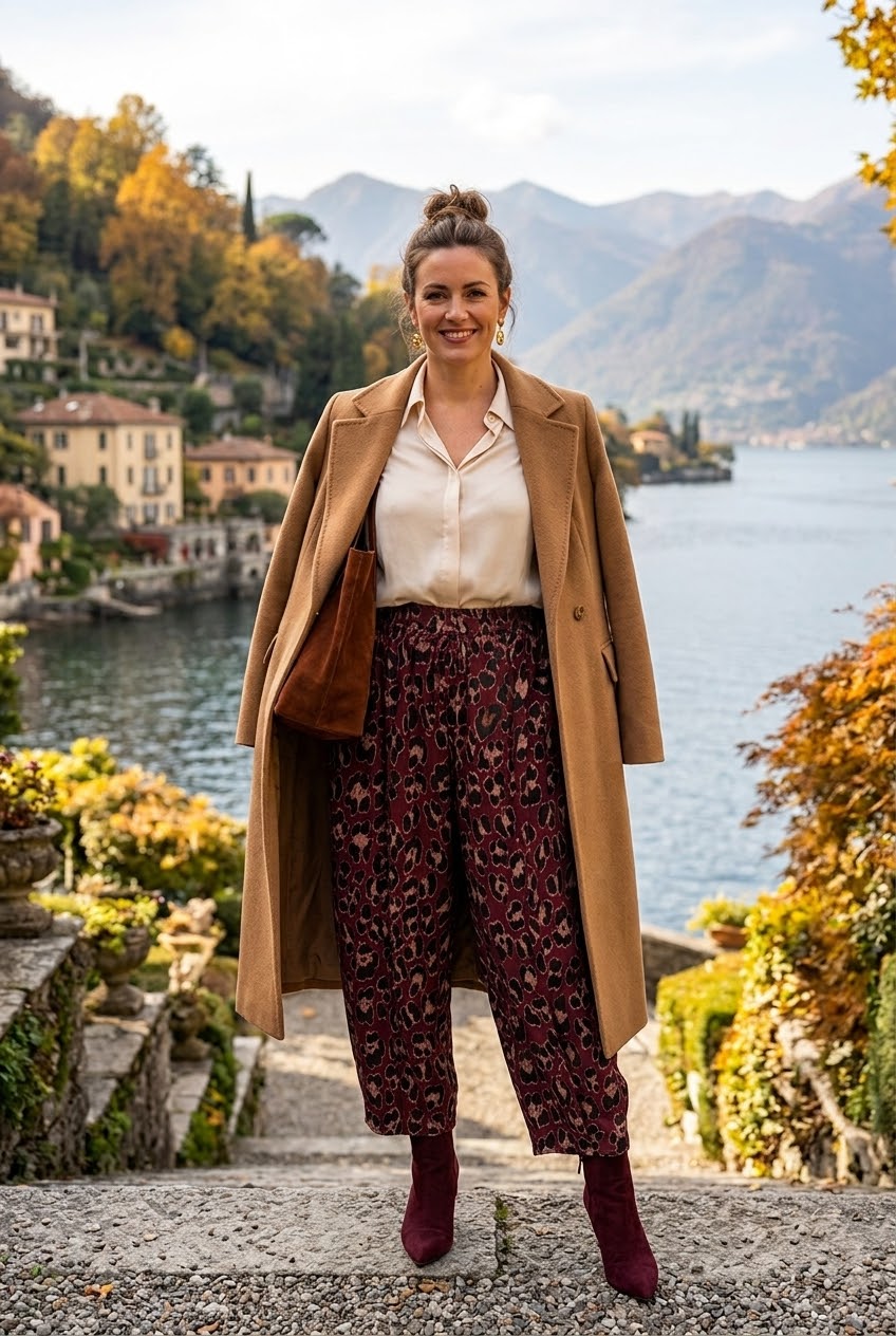 LEOPARD CORDUROY DRAWSTRING BALLOON TROUSER