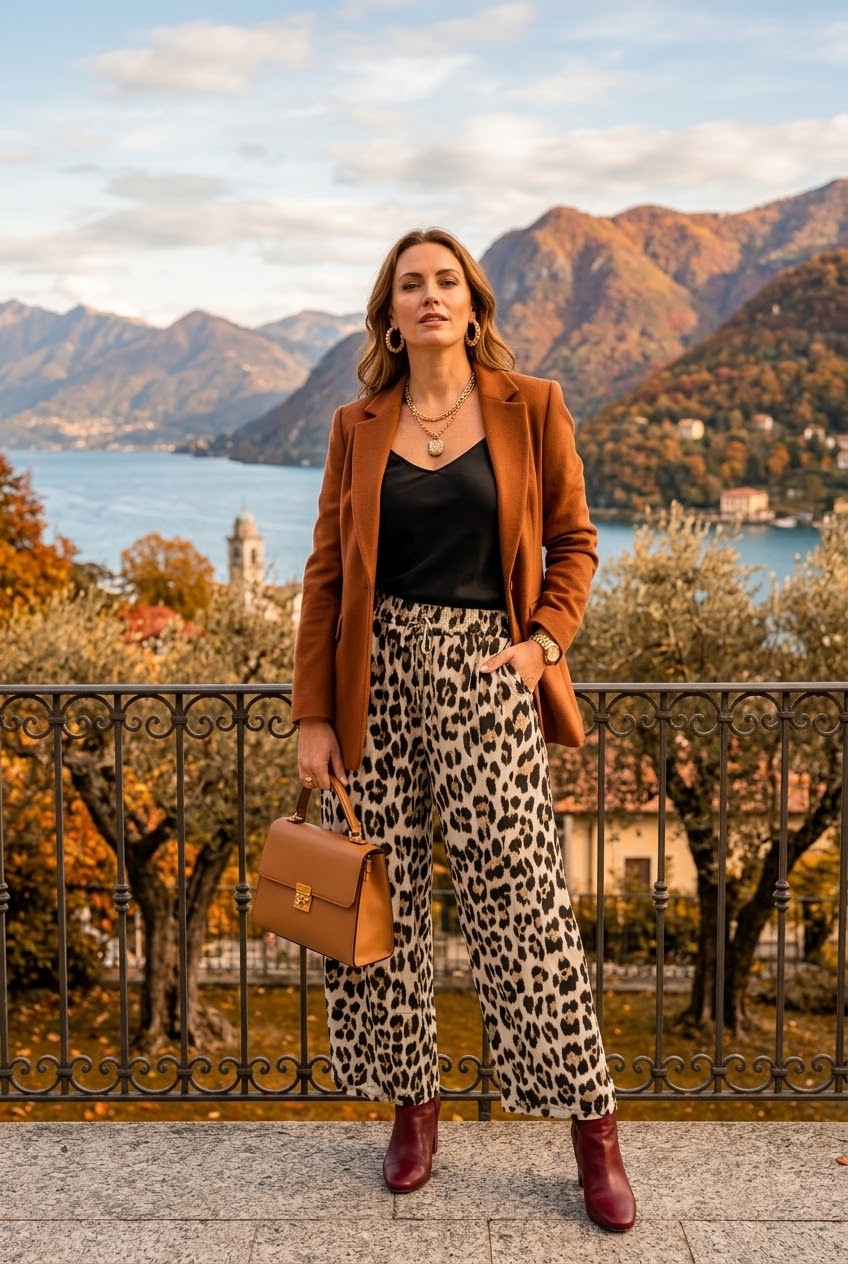 LEOPARD CORDUROY DRAWSTRING BALLOON TROUSER
