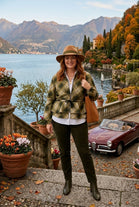 DRAWSTRING-WAIST PLAID PEPLUM JACKET
