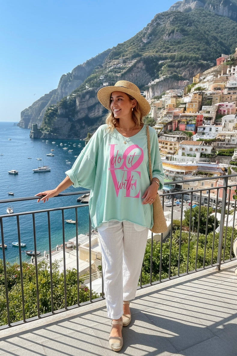 DO IT WITH LOVE SLOGAN OVERSIZED TOP