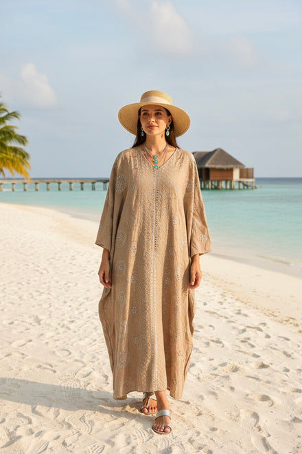 PRINTED EMBROIDERY LONG MAXI