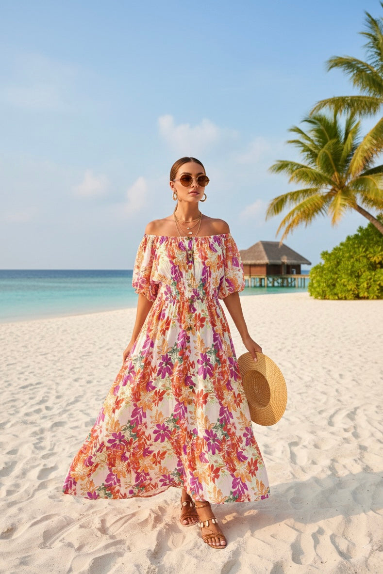 LEAF PRINT BUTTON DETAIL MAXI(MIXED COLOUR PACK)