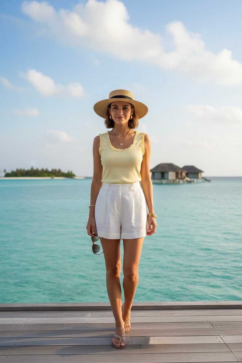 FRILL HEM RIBBED VEST