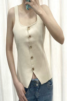 GOLD BUTTON KNITTED WAIST COAT (15210204987776) (15222596796800)