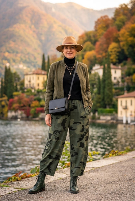 CAMOUFLAGE ELASTIC-WAIST BALLOON TROUSER