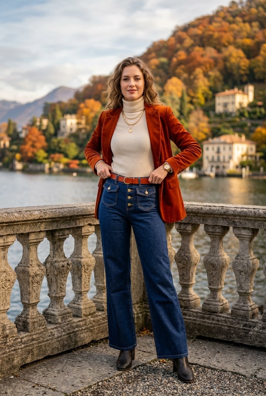 FRONT-BUTTON  WIDE-LEG JEANS