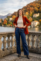 FRONT-BUTTON  WIDE-LEG JEANS