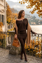 ADJUSTABLE BOTTOM GOLD BUTTON BATWING RIBBED JUMPER