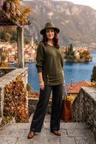 ADJUSTABLE BOTTOM GOLD BUTTON BATWING RIBBED JUMPER