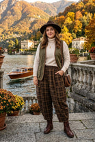 CORDUROY CHECKERED BALLOON TROUSER
