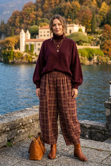 CORDUROY CHECKERED BALLOON TROUSER