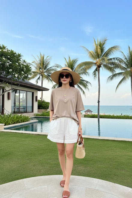 OVERSIZED SHORT SLEEVE PLAIN SWEAT