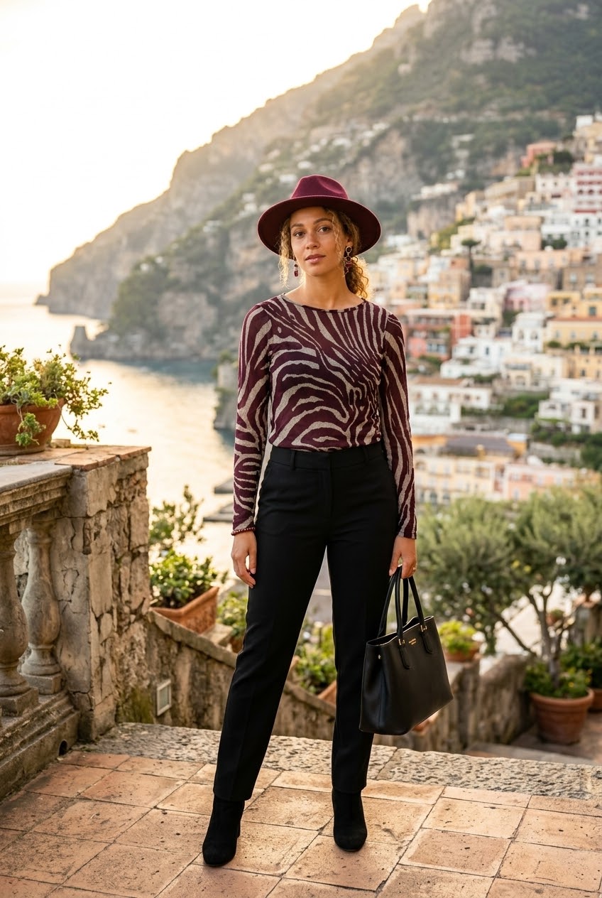 ANIMAL PRINT CASHMERE BLEND TOP