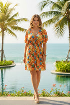 PRINTED GATHERED DRESS(MIXED COLOUR PACK)