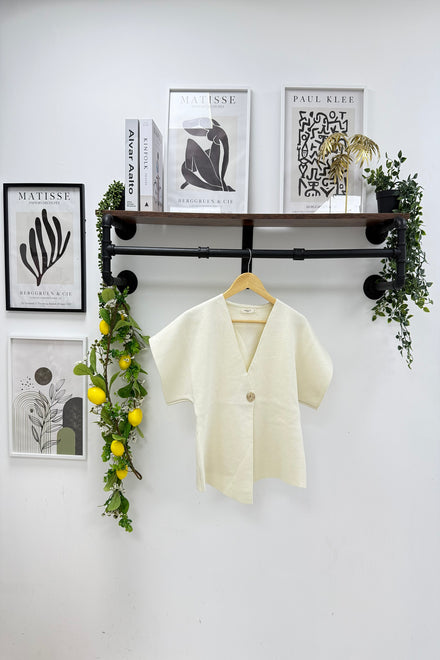 ASYMMETRIC GOLD BUTTON KNITTED TOP (15213767623040)