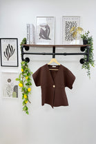ASYMMETRIC GOLD BUTTON KNITTED TOP (15213768114560) (15248934633856) (15253657911680)
