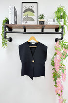 SLEEVELESS GOLD BUTTON KNIT TOP (Copy) (15216901194112)