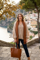 OVERSIZED ADJUSTABLE SLEEVE FINE KNIT CARDIGAN
