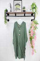 GOLD BUTTON MIDI DRESS (15225000690048)