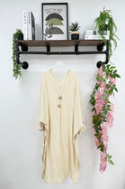 GOLD BUTTON MIDI DRESS (15224998101376)