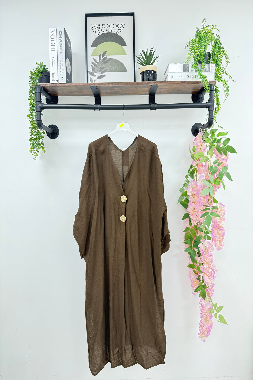 GOLD BUTTON MIDI DRESS (15224995152256)