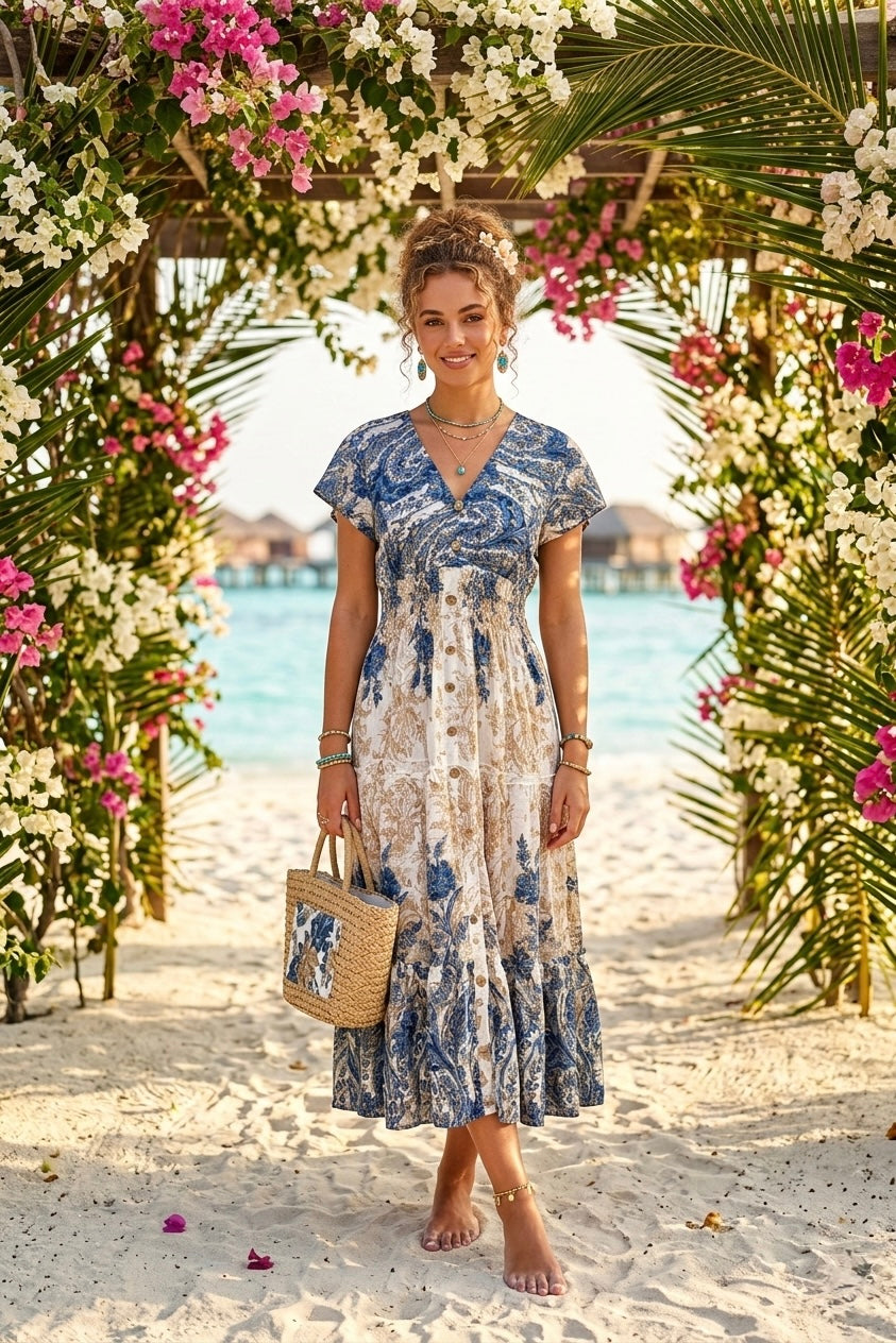 PAISLEY BUTTON DETAIL MAXI(MIXED COLOUR PACK)