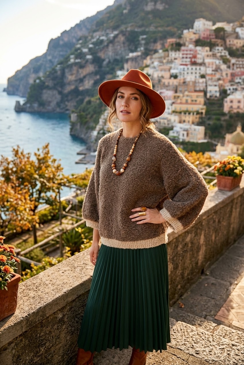 TEXTURED WOOL BOUCLE CONTRAST-TRIM JUMPER