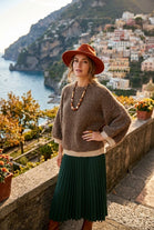 TEXTURED WOOL BOUCLE CONTRAST-TRIM JUMPER