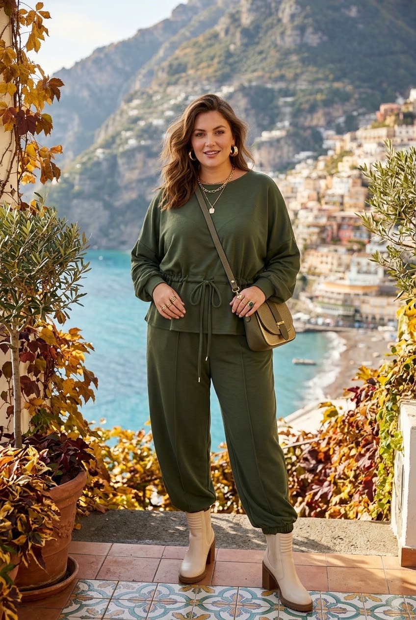 DRAWSTRING WAIST SWEAT LOUNGEWEAR SET