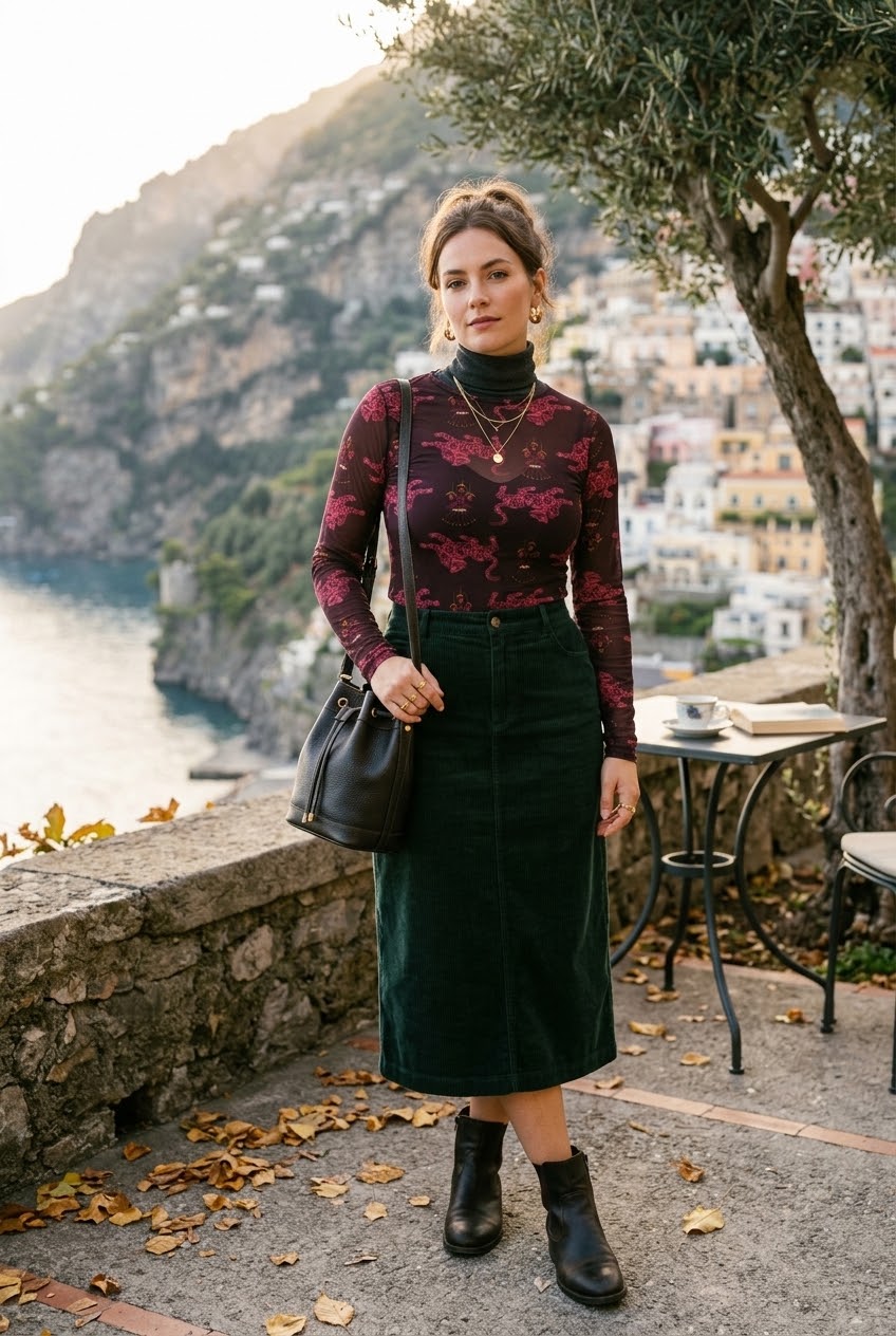 CASHMERE BLEND PRINTED TOP