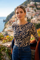 CASHMERE BLEND ANIMAL PRINT TOP