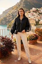 STRIPE SLEEVE ZIP-UP PADDED TRACK JACKET
