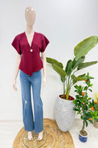 ASYMMETRIC GOLD BUTTON KNITTED TOP (15227633631616)