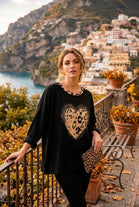 SEQUIN LEOPARD HEART SWEAT SHIRT