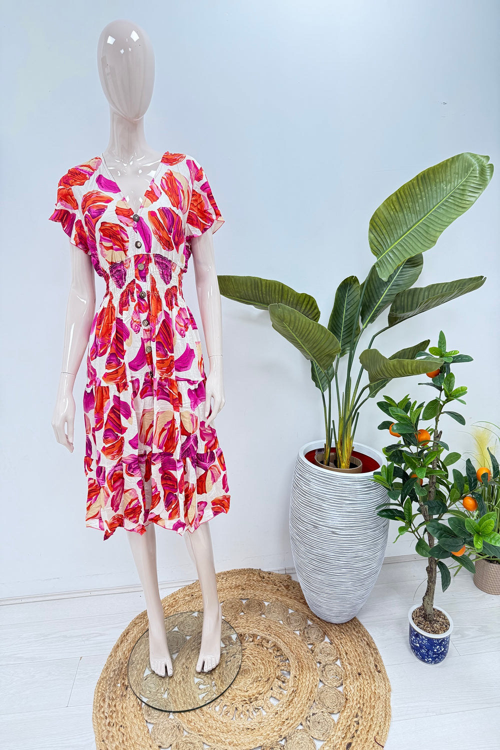PRINTED BUTTON DETAIL DRESS(MIXED COLOUR PACK) (15229383180672)