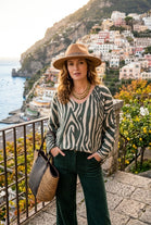 ZEBRA PRINT FINE KNIT LONG SLEEVE TOP