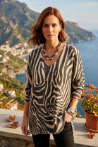 ZEBRA PRINT FINE KNIT LONG SLEEVE TOP
