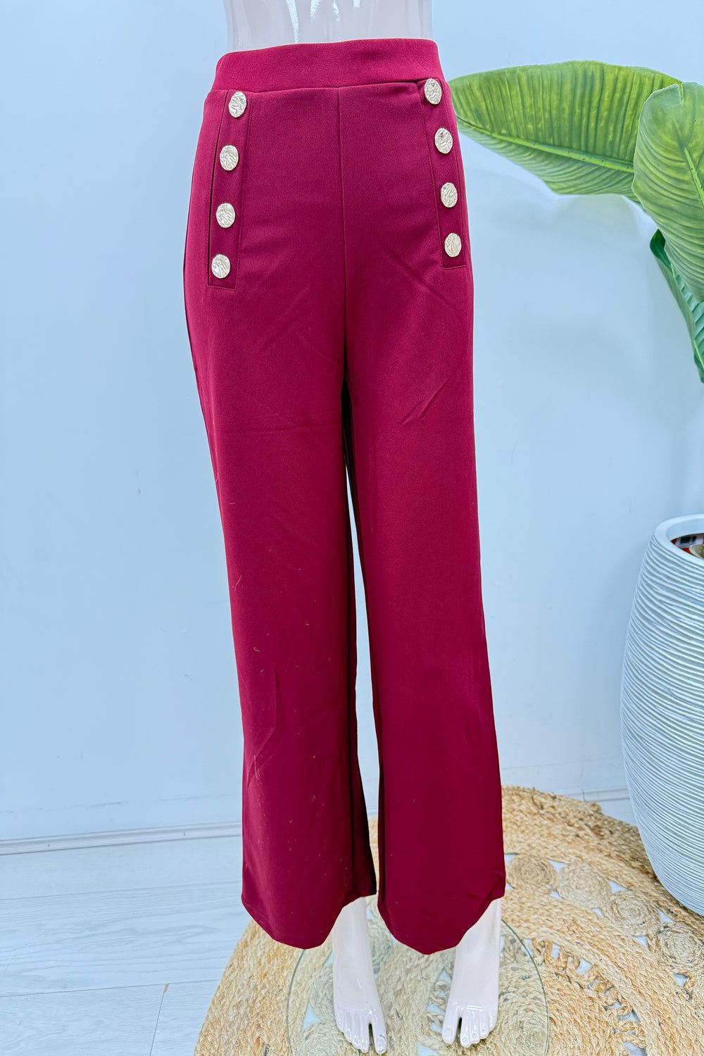 GOLD BUTTON HIGH WAIST TROUSERS (15233118306688)