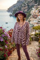 ZEBRA PRINT FINE KNIT LONG SLEEVE TOP