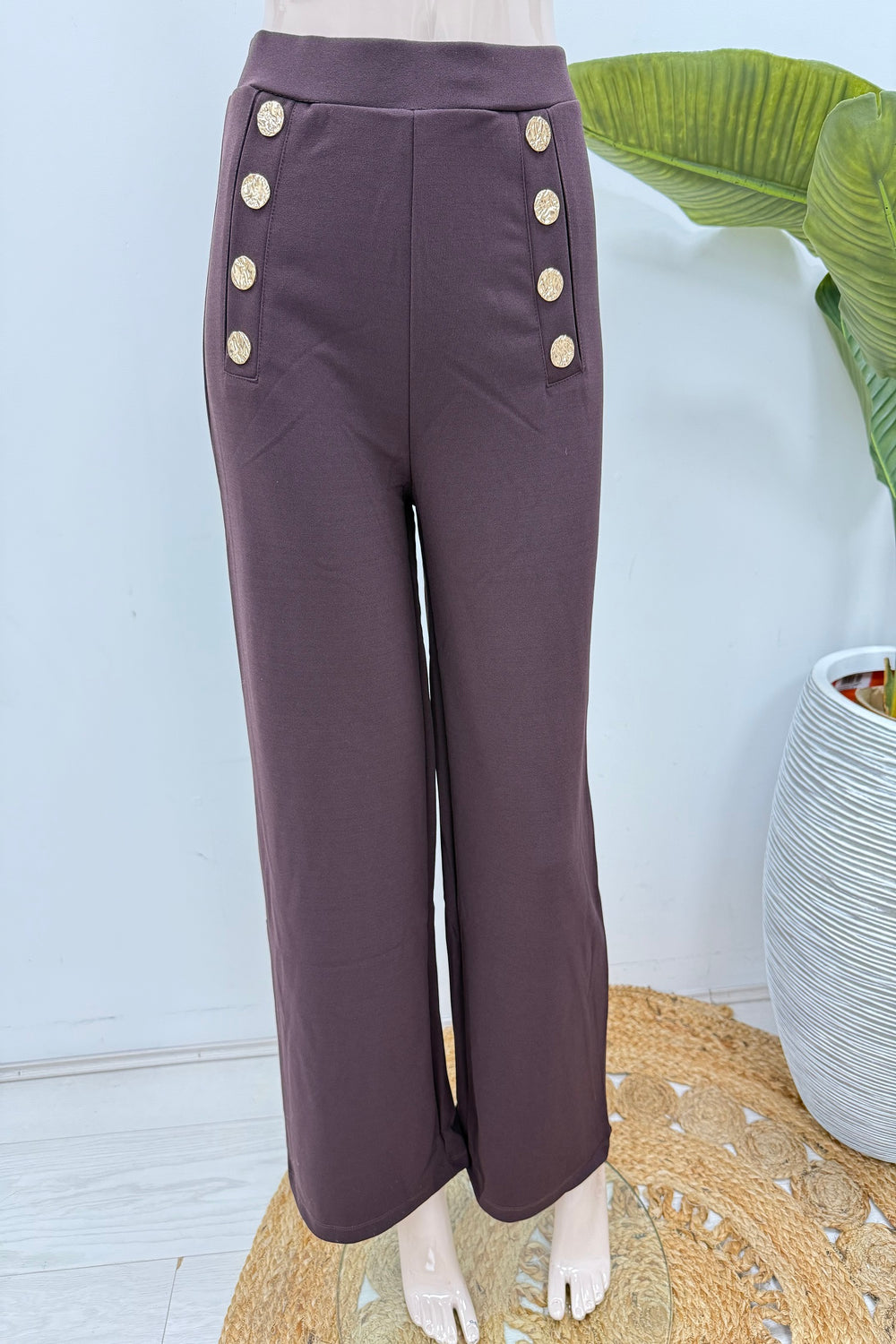 GOLD BUTTON HIGH WAIST TROUSERS (15233133281664)