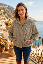 CHECK PATTERN HIGH-NECK JACKET